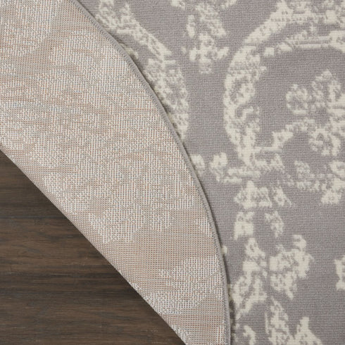 2' X 4' Gray Damask Power Loom Area Rug